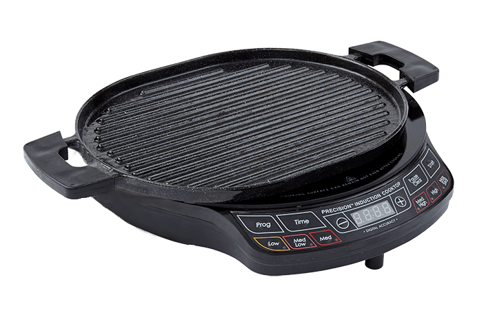 NuWave Precision Induction Cookware Cast Iron Grill with Oil Drip Tray  31104 New