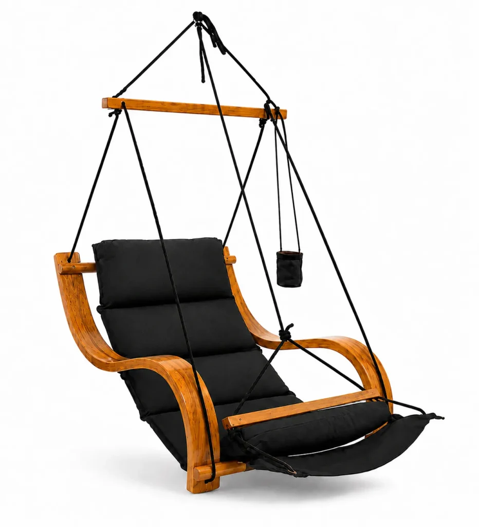 Black Cloud 9 Hanging Chair Plain Fabric