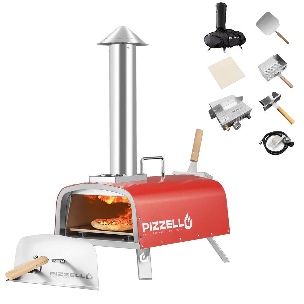 Pizzello Portable Pizza Oven Propane Wood Fired Outdoor Red 1